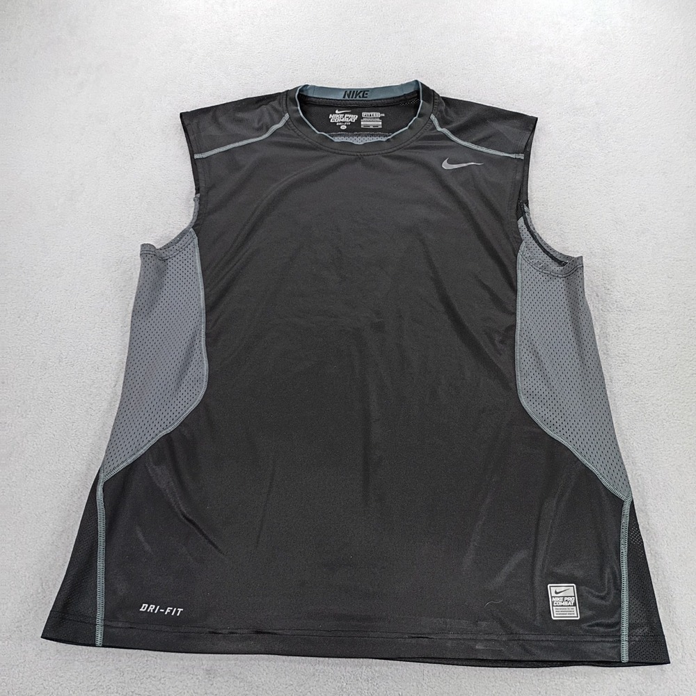 Nike Mens Pro Combat Fitted Shirt Black XL Sleeveless Dri-FIT Training